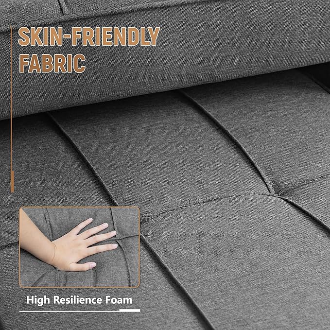 Flamaker Sofa Bed Sleeper Sofa 3-in-1 Adjustable Couch Bed with Modern Linen Fabric Convertible Sleeper Chair Couches for Living Room Apartment and Small Space (Graphite Gray)