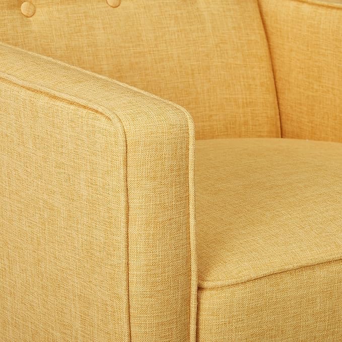 CHRISTOPHER KNIGHT HOME Mason Mid-Century Modern Tuft Back Recliner (Qty of 1 Fabric/Muted Yellow).
