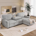 L-Shaped Convertible Sectional Sofa with Storage Space Upholstery Sleeper Sectional Sofa with USB Port and 2 Cup Holders on Back Cushions 3-Seat Sofa Furniture for Living Room Office (Grey-89'W)