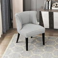Lexicon Accent Chair Textured Fabric Upholstered Armless Seat with Solid Wood Legs Curved Back Comfy Side Chairs for Living Room/Bedroom/Office/Waiting Area Gray