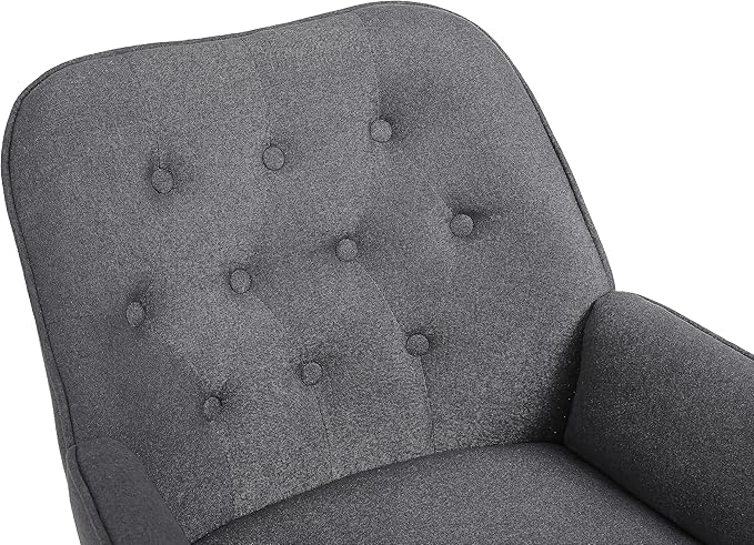 Modern Mid Century Chair Linen Sherpa Armchair for Living Room Bedroom Office Easy Assemble(Dark Grey)