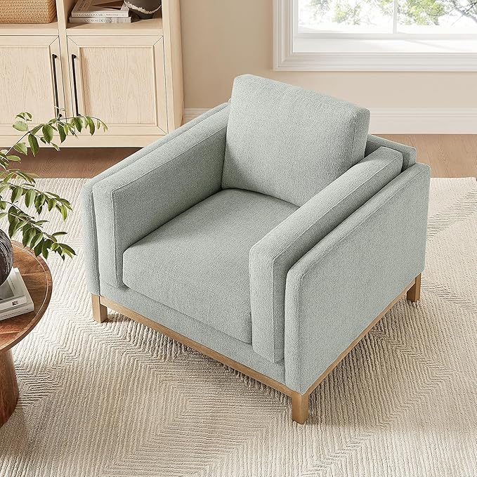 Modway Roscoe Fabric Armchair in Mist - Comfortable Deep Seat Accent Chair with Arms for Living Room or Bedroom