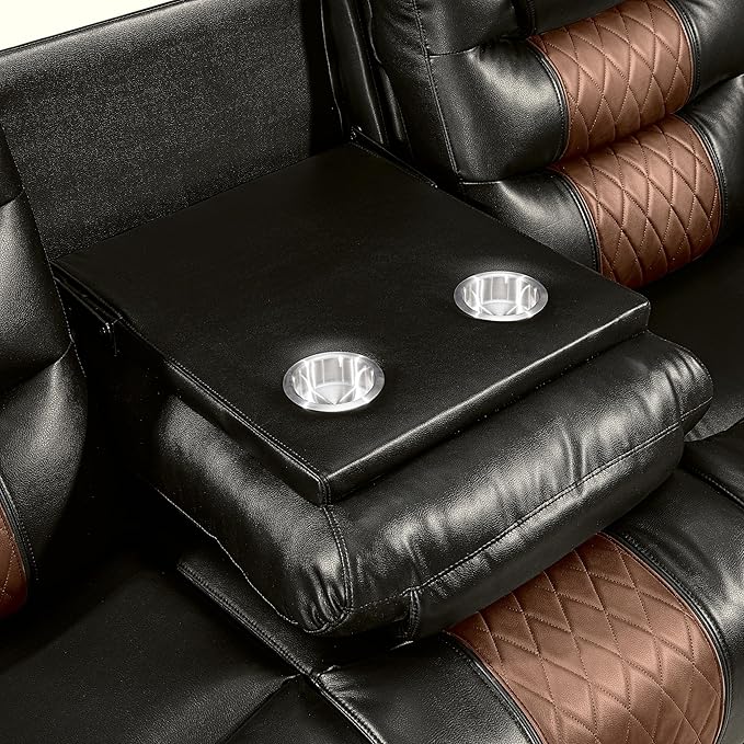 New Classic Furniture Nikko Faux Leather Manual Sofa with Dual Recliner Brown