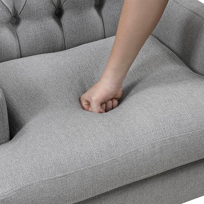 Lexicon Living Room Accent Chair Textured Fabric Upholstered Reading Chair Button-Tufted High Wingback for Living Room/Bedroom/Office Gray