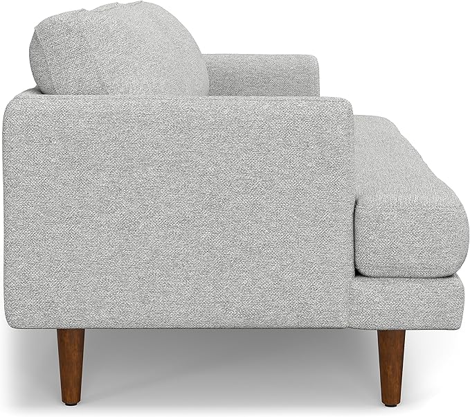 SIMPLIHOME Livingston 90-inch Wide Sofa in Mist Grey Woven-Blend Fabric Handcrafted Mid-Century Modern Oversized 3-Seater Couch Sofa for Living Room or Family Room Solid Wood Frame