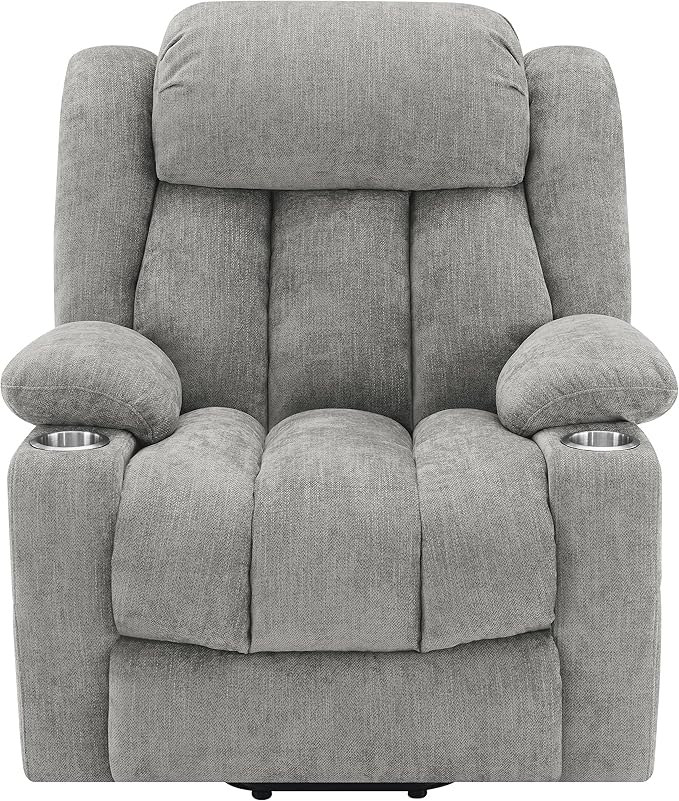 Coaster Home Furnishings - Houston - Fabric Upholstered Power Lift Recliner Chair with Built-in USB Port Cup Holders Power Panel with Simple Buttons - Living Room - Gray - 602284P