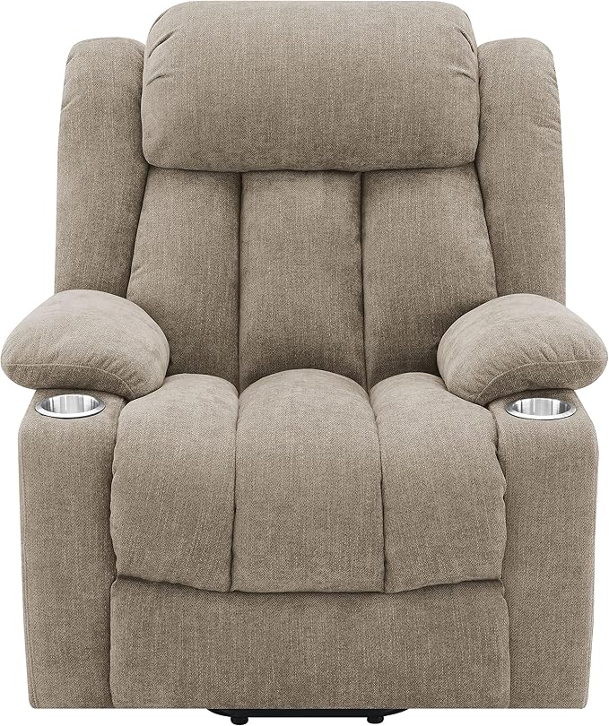 Coaster Home Furnishings - Houston - Fabric Upholstered Power Lift Recliner Chair with Power Panel with USB Port Cup Holders and Pillowtop Arms - Living Room - Camel - 602274P