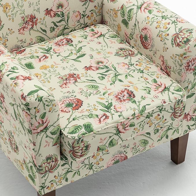 Contemporary Accent Arm Chair with Birch Wood Frame and Velvet Upholstery Armchair for Office and Living Room Decor Removable Cushions 04 Printed Fabric