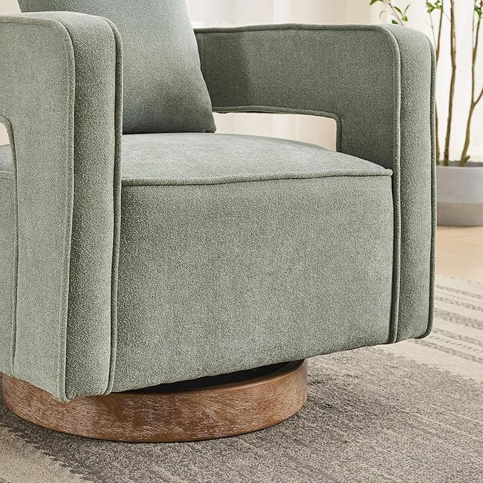 KEIKI Swivel Accent Chair Comfy Sofa Chair with Open Back Club Chair Leisure Arm Chair for Lounge for Nursery Bedroom Living Room Hotel Office Pale Green