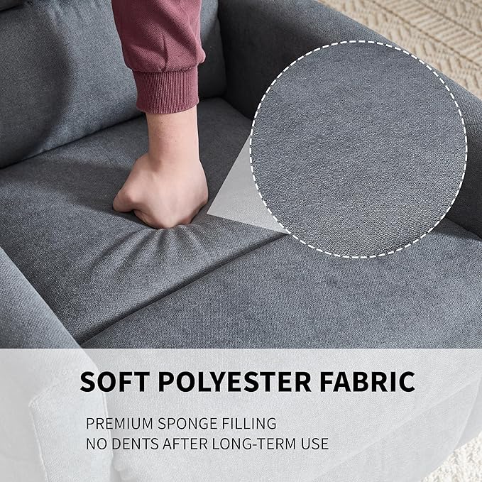 360° Swivel Rocking Chair for Nursery Manual Glider Chair Nursing Chair with Side Pockets Polyester Glider for Living Room Heavy Duty Motion Mechanism Gray