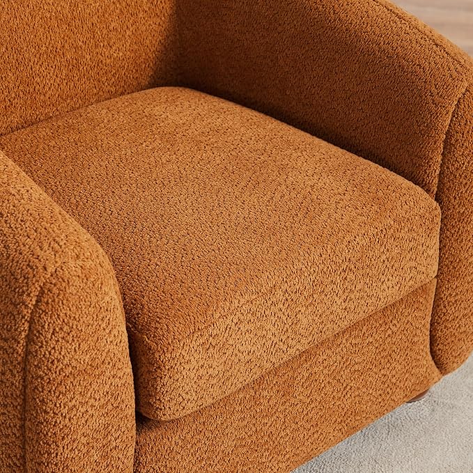 VANOMi Accent Chairs for Living Room Modern Living Room Chairs with Cushion Sherpa Reading Chairs for Adults Bedroom Apartment Curry