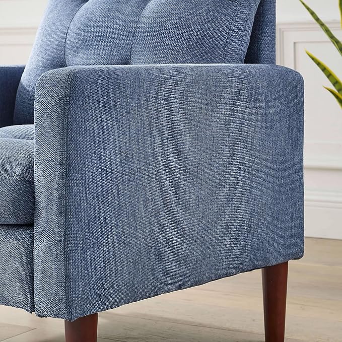 Modern Fabric Single Sofa Chair Living Room Chair Comfortable Armchair with Solid Wood Legs Tufted Chair for Reading or Lounging