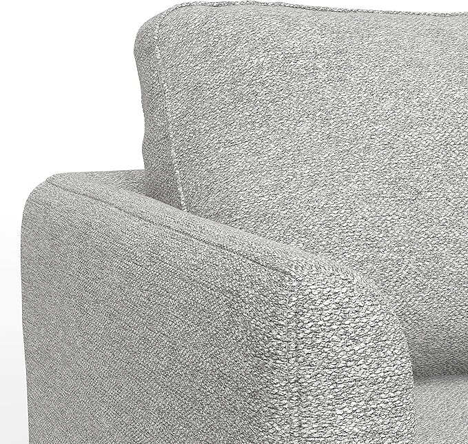SIMPLIHOME Livingston 90-inch Wide Sofa in Mist Grey Woven-Blend Fabric Handcrafted Mid-Century Modern Oversized 3-Seater Couch Sofa for Living Room or Family Room Solid Wood Frame