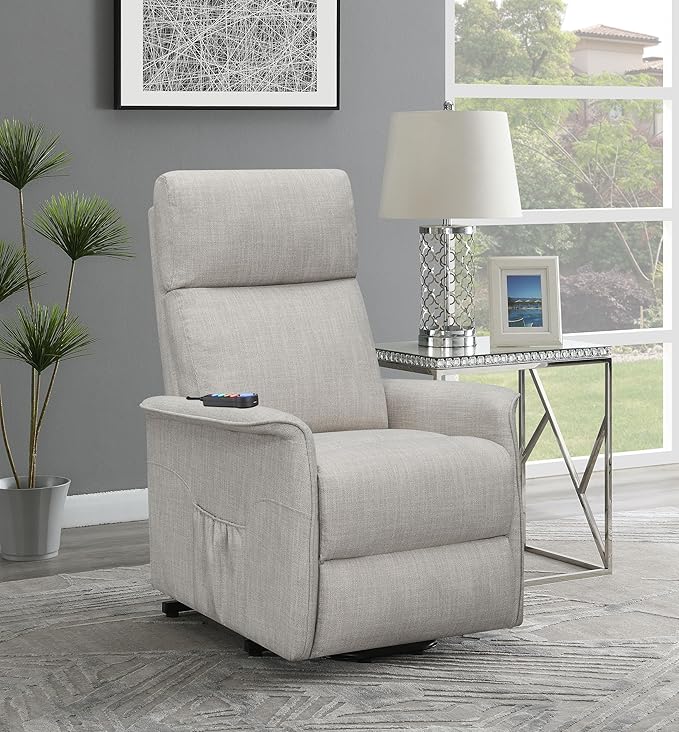 Coaster Home Furnishings - Henrietta - Fabric Upholstered Power Lift Massage Chair with Heat &amp Massage Functions USB Charging Port and Wired Remote - Living Room - Beige - 609407P