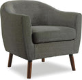 Homelegance Lucille Modern Accent Chair Upholstered Reading Chair with Button-Tufted Back Sloped Arms Removable Seat Cushion Cover and Espresso Wood Legs for Living Room Bedroom or Office Gray