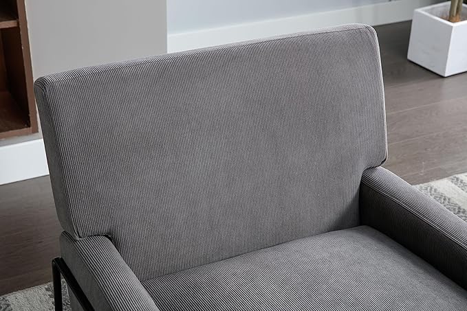 Generic Accent Chair Modern Industrial Slant Armchair with Metal Frame Premium High Density Soft Single Chair for Living Room Bedroom Grey