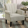 Mid-Century Modern Accent Chair Accent Rivet Tufted Polyester Armchair Upholstered Chairs Single Sofa Chairs Armchair Club Chair with Rivet Tufted Scroll Arm for Living Room (Cream * 9)