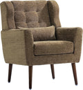 Generic Modern Accent ChairChenille Arm Chairs for Living RoomUpholstered Mordern ArmchairComfy Soft Padded Lounge Chair in Small Space Bedroom w/Pillow Solid Wood Leg (Olive Green)