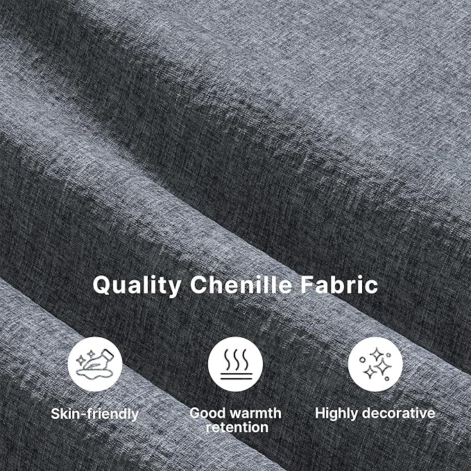 Gizoon 89 Inch Modern Sofa 3-Seater Chenille Couch with Wide Armrests &amp Deep Cushions for Living Room Bedroom and Apartment Dark Grey