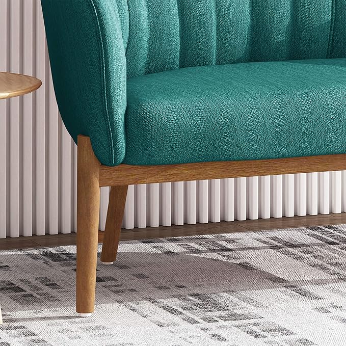 Great Deal Furniture Noble House Galena Mid-Century Fabric Loveseat in Teal