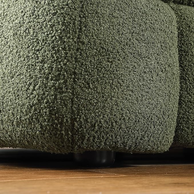 Comfy Marshmallow Loveseat Sofa3 Seater Boucle Cloud Couch with 2 Pillows Upholstered Love Seat with Throw Pillows Modern Living Sofa or Office Waiting Room (Olive Green Boucle)
