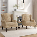 High Back Accent Chairs Set of 2 Comfy Upholstered Fabric Armchair for Living Room Mid Century Modern Club Accent Chair with Solid Wood Legs Single Sofa Reading Chair for Bedroom Paisley Brown