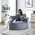 55''W Oversized Round Chair with PillowsComfy Chenille Single ChairOversized Accent Chair with Deep Seat Modern Large Reading Chairs for Living Room &amp Bedroom (Grey)