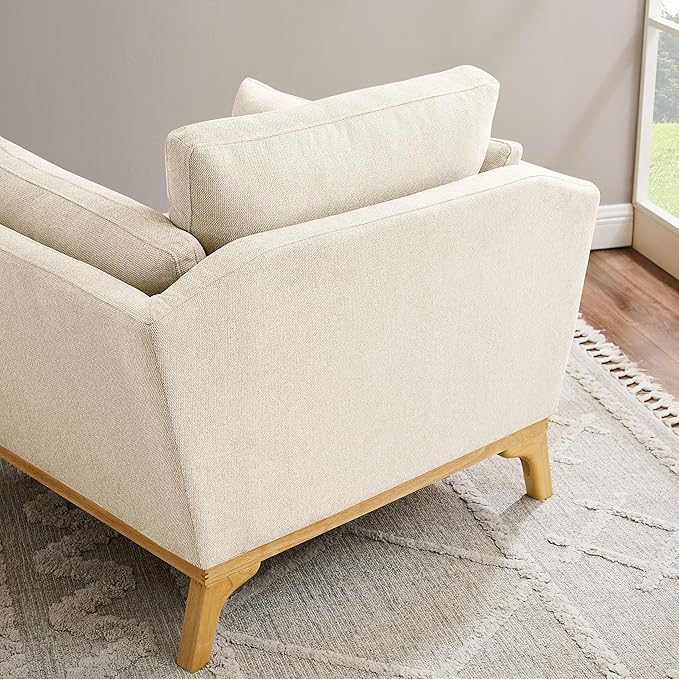 VANOMi Large-Sized Accent Chair Thick Cushion Bedroom Reading Chair Comfortable Living Room Single Sofa Linen Gray