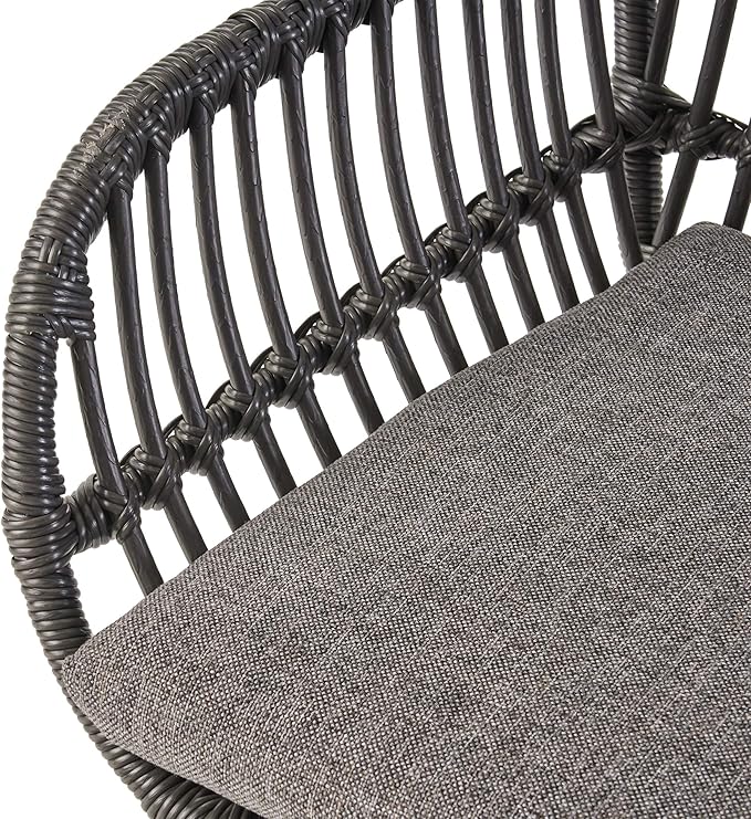 Christopher Knight Home Rodney Indoor Woven Faux Rattan Chairs with Cushions (Set of 2) Dark Gray Finish