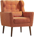 Modern Accent Chair Upholstered Foam Filled Living Room Chairs Comfy Reading Chair Mid Century Modern Chair with Chenille Fabric Lounge Arm Chairs Armchair for Living Room Bedroom (Orange)