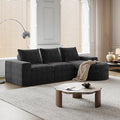 roomfitters 99 Modern Chenille Cloud Curved Sectional Sofa with Chaise L-Shaped Couch for Living Room or Apartment Black