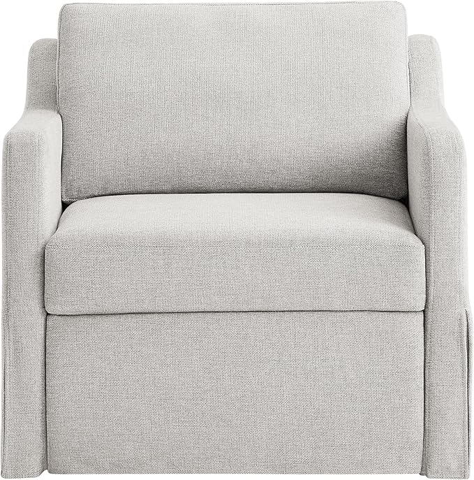 Serta Hawthorne 35 Slipcovered Convertible Accent Chair Cot Size Dreamcoil Comfort Finger Guard Protection Polyester Tweed Fabric Linen