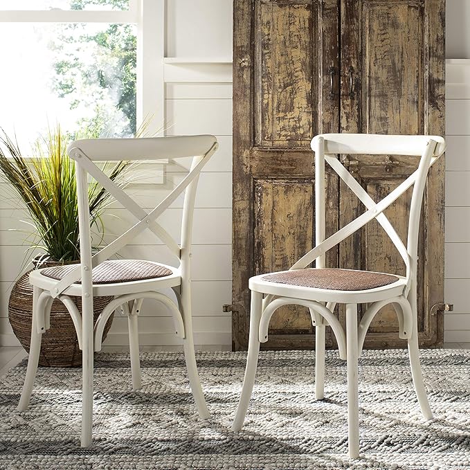 Safavieh American Homes Collection Franklin Farmhouse X-Back Antique White Side Chair