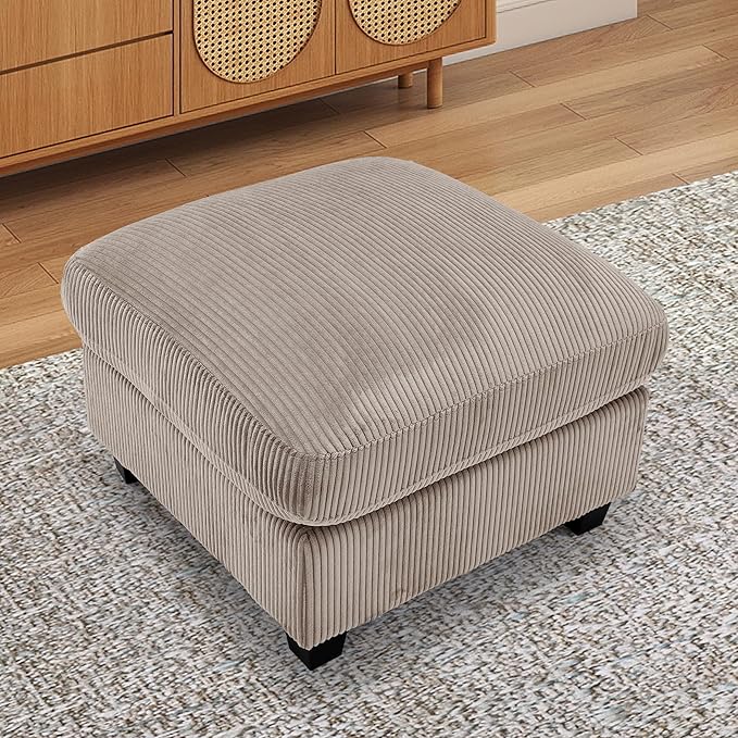 Corduroy Sofa Set Upholstered Ottoman Footrest Modern Living Room Furniture SetsBrown