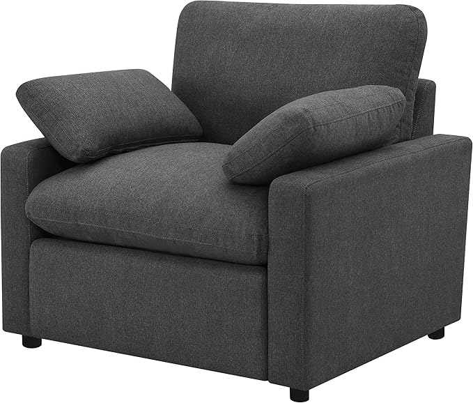 Coaster Home Furnishings - Collins - Wood and Metal - Upholstered Power Recliner Chair with Pocket Coil Seating Modular Design and Reversible Cushions - Living Room - Dark Grey - 609533P