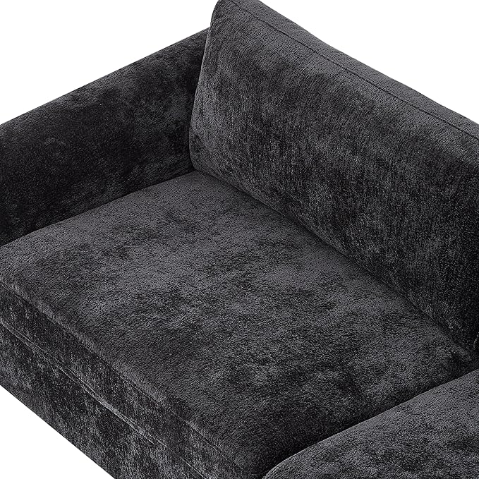 Christopher Knight Home Taki 89 Inches Sofa Couch Cozy Chenille Upholstered 3-Seater Sofa Wood Frame Couches Comfy Home Sofa Living Room and Office Lounge Seating with Armrests Black