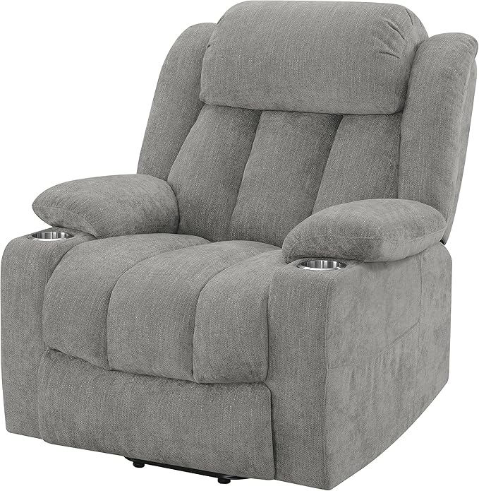 Coaster Home Furnishings - Houston - Fabric Upholstered Power Lift Recliner Chair with Built-in USB Port Cup Holders Power Panel with Simple Buttons - Living Room - Gray - 602284P