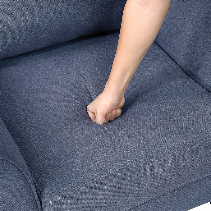 Lexicon Sofa Modern Living Room Couch Textured Fabric Upholstered Couch for Living Room/Bedroom/Office/Apartment 78.5 Sofa Blue