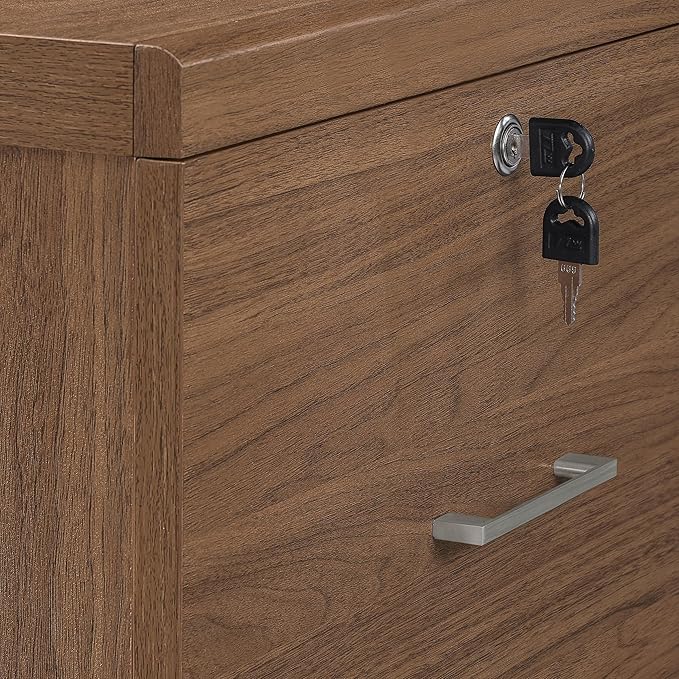 OSP Home Furnishings Alpine 2-Drawer Vertical File with Lockdowel Fastening System 16.75 inches Wide Majestic Walnut Finish