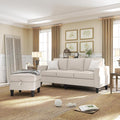 ZeeFu Couch for Living Room - 78'' Beige Linen 3 Seat L-Shaped Sectional Sofa Couches with Storage Ottoman - Modern Small Space Upholstered Furniture Sofa Set for Office Small Space Apartment