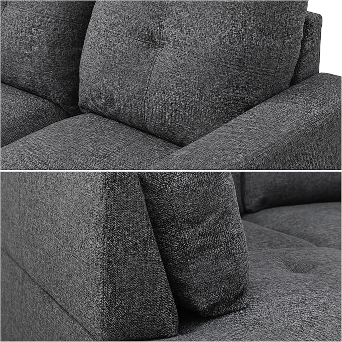 Sectional Couches for Living Room Furniture Sets 4 Seat U Shaped Sectional Couch with Storage Adjustable Couch with Armrests and Ottoman for Apartment Grey