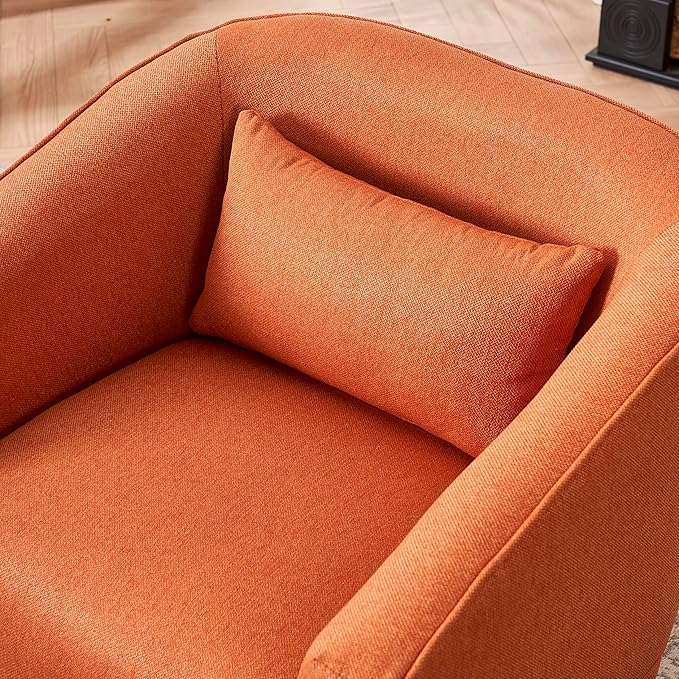 Swivel Barrel Chair with Ottoman Comfy Round Accent Sofa Chair for Living Room 360 Degree Swivel Accent Chair Armchair Leisure Reading Chair for Bedroom Hotel Office Lounge (Orange)