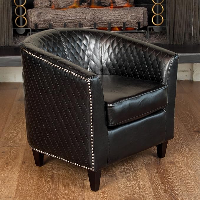 Christopher Knight Home Mia Bonded Leather Quilted Club Chair Black