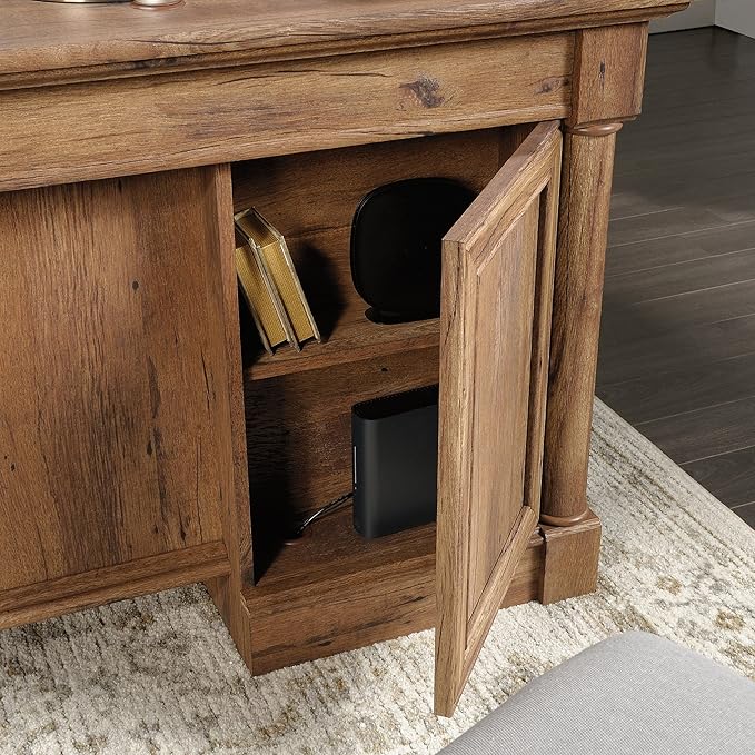 Sauder Palladia Executive Desk 29.5D x 65.1W x 29.61H Vintage Oak finish