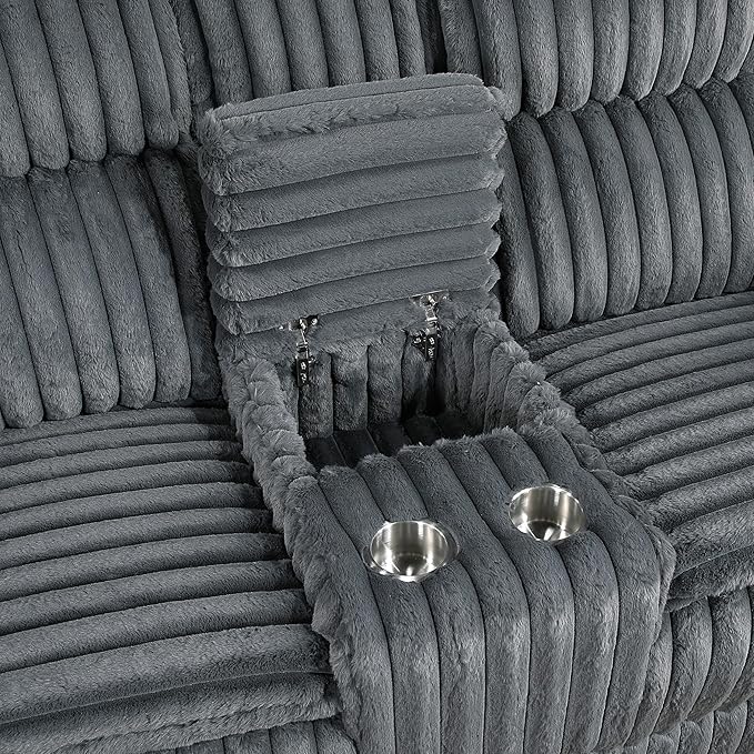 Lexicon Goodland Corduroy Dbl Rclng Love Seat with Center Console in Dark Gray