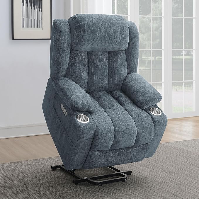 Coaster Home Furnishings Houston Upholstered Power Lift Recliner Slate Blue