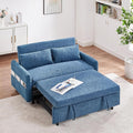 55.1 Pull Out Sofa Bed 2 Seater Loveseats Sofa Couch with Adjustable Backrest Storage Pockets 2 Soft Pillows Convertible Sleeper Sofa Bed for Living Room Bedroom Apartment Office (Blue 091)