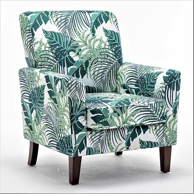 Contemporary Accent Arm Chair with Birch Wood Frame and Velvet Upholstery Armchair for Office and Living Room Decor Removable Cushions 01 Printed Fabric