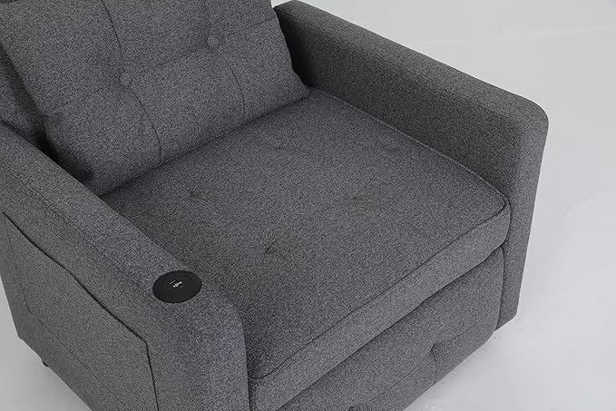 KEIKI Sleeper Chair Bed 3-in-1 Convertible Pull Out Sleeper Chair Bed Convertible Sofa Bed with USB Ports Side Pocket Single Armchair for Small Spaces Living Room Apartment Antique Grey