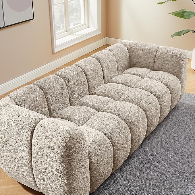 VANOMi 88 Oversized Boucle Sofa Modern Upholstered Tufted Cloud Couch Deep Seat Boucle SofaCozy Modern 3 Seater Couch for Living Room Bedroom Apartment